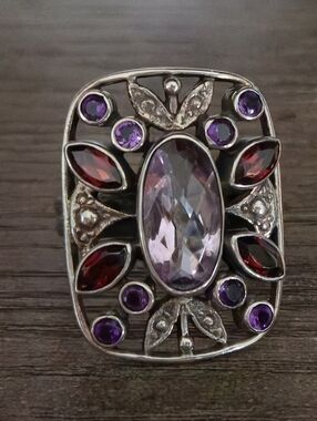 Nicky Butler 925 Sterling Silver Rose Quartz Garnet Designer NB Ring Vintage
